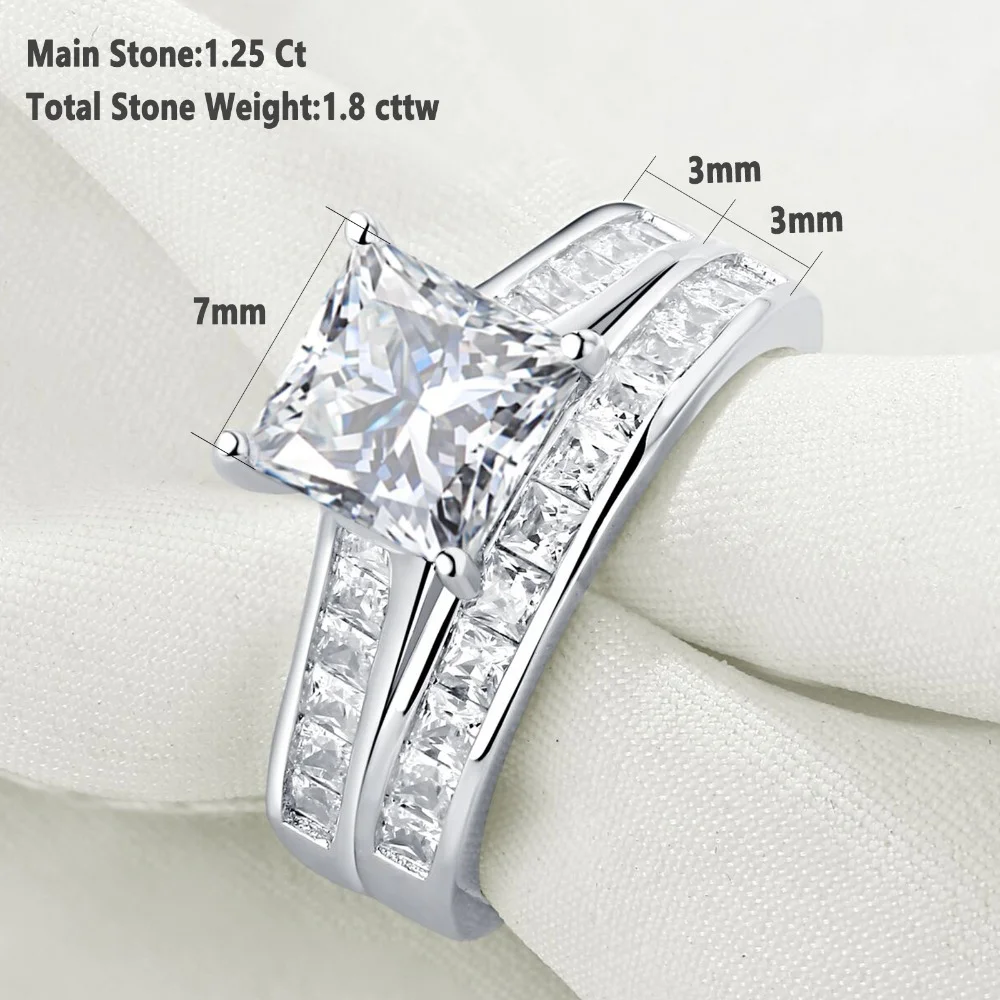 2 Pieces Classic Wedding Ring Set for Women