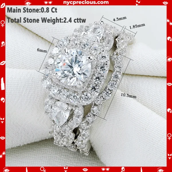 2 Pcs Engagement Ring Set for Women