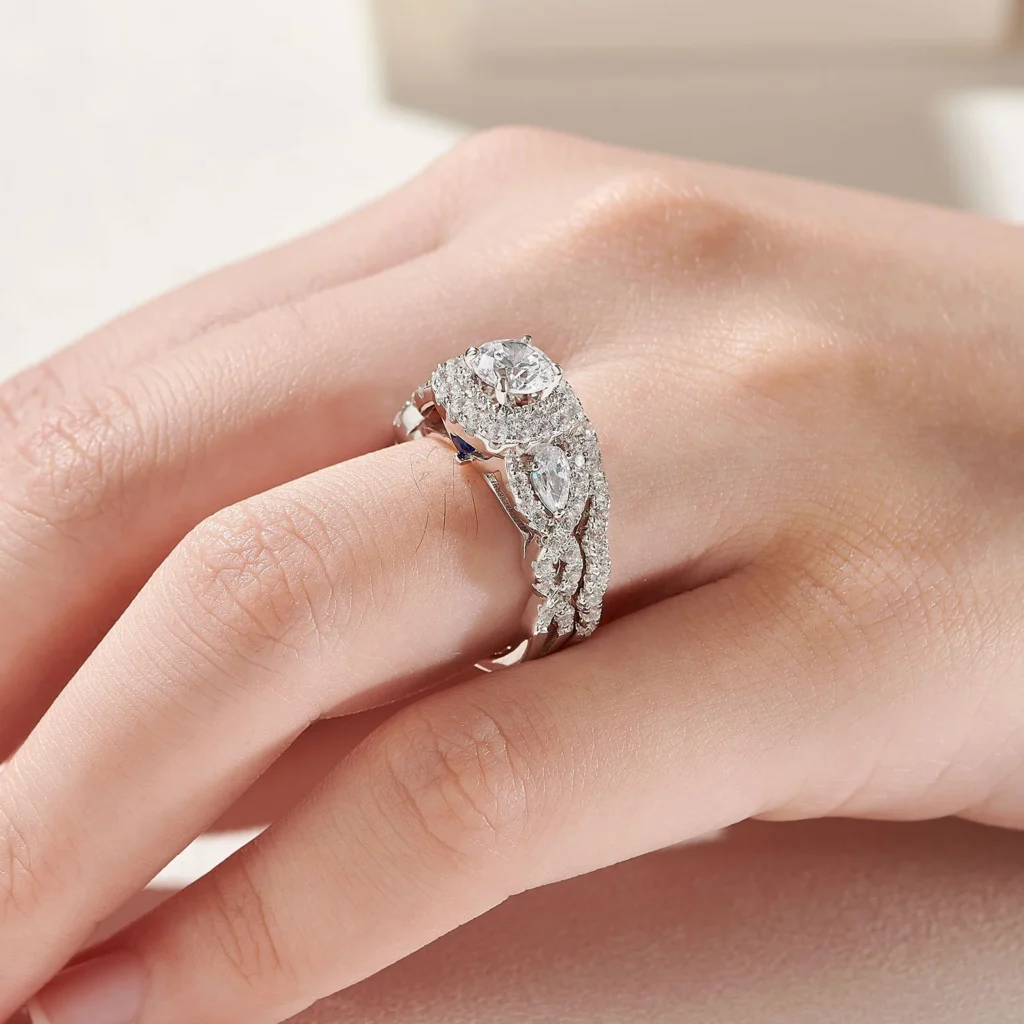 2 Pcs Engagement Ring Set for Women