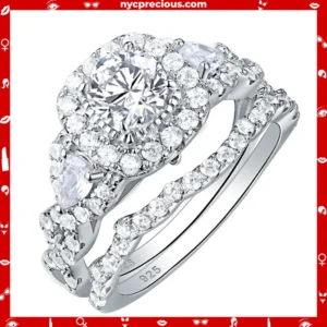 2 Pcs Engagement Ring Set for Women