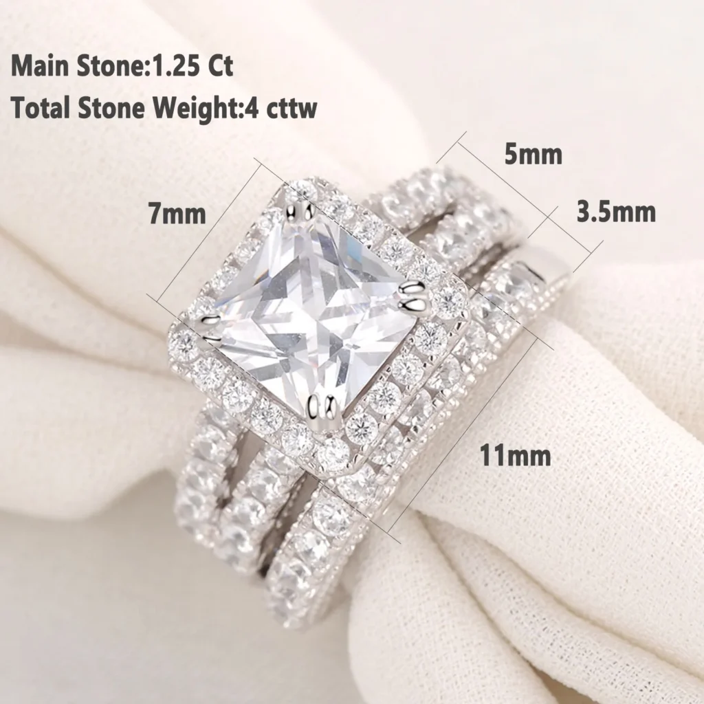 2 Pcs Vintage Wedding Ring Set