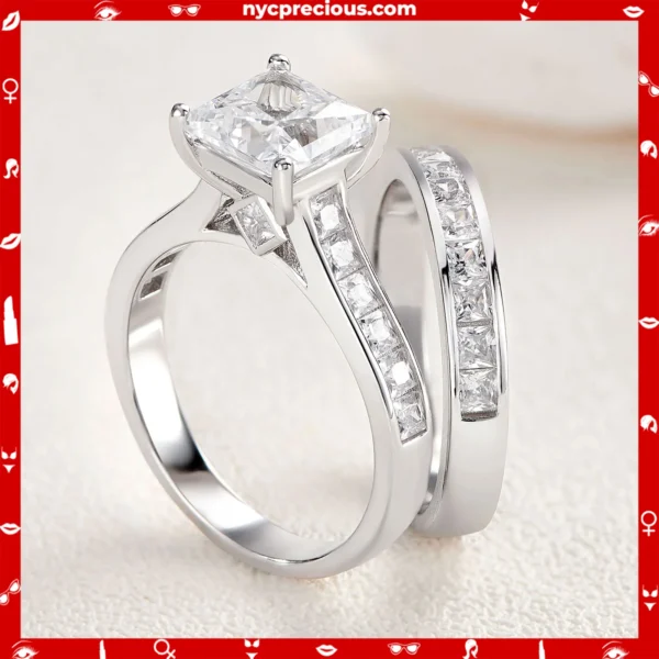 2 Pieces Classic Wedding Ring Set for Women