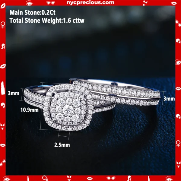 2Pcs Wedding Rings for Women