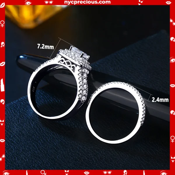 925 Sterling Silver Halo Wedding Ring Set for Women