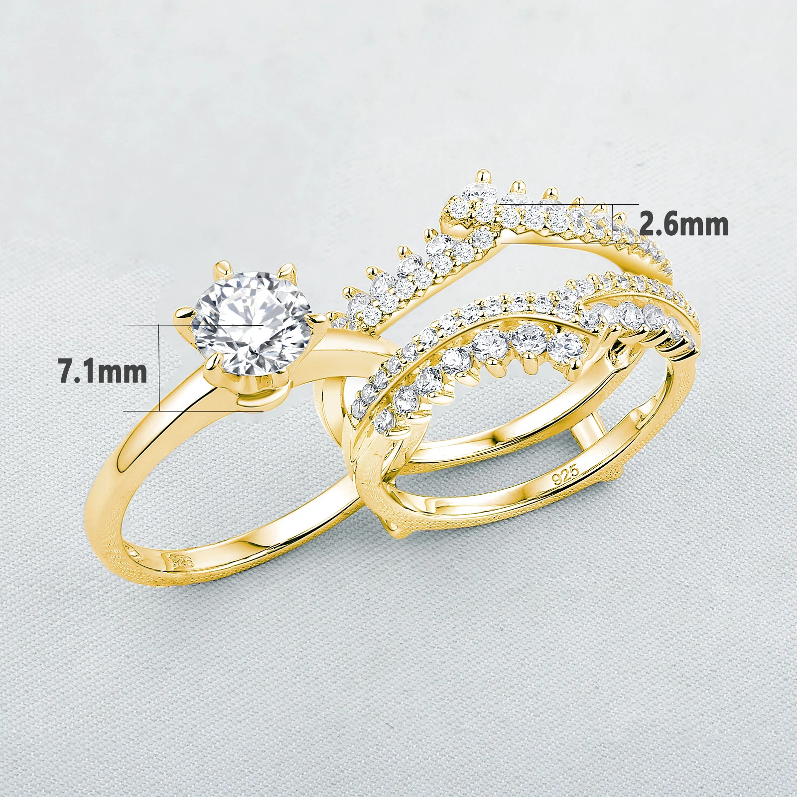 Gold 925 Sterling Silver Engagement Ring