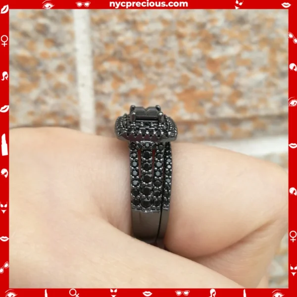 2 Pieces Black Ring Set