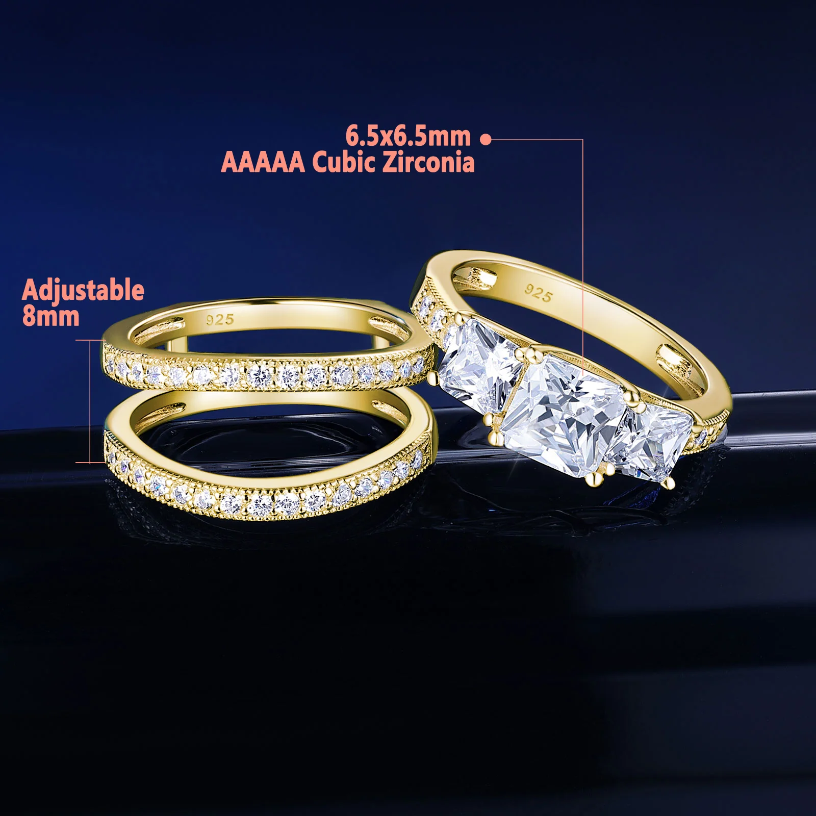 Yellow/ Rose Gold Wedding Rings Set