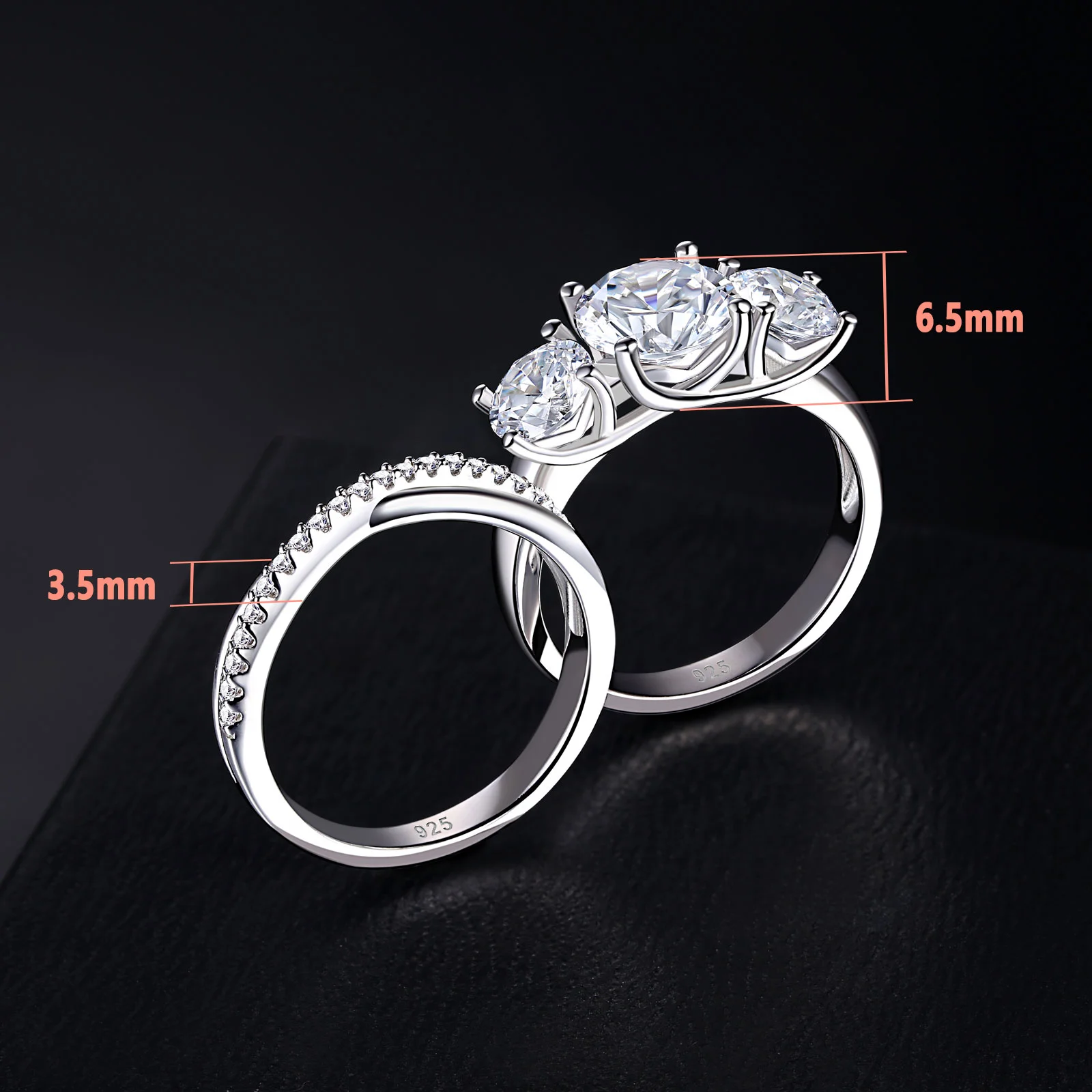 925 Sterling Silver Engagement Ring Set