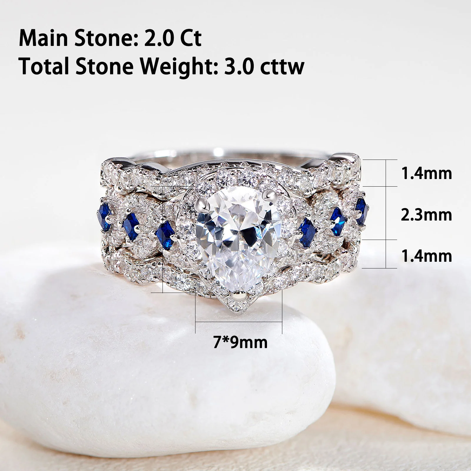 3 Pieces Engagement Ring Set