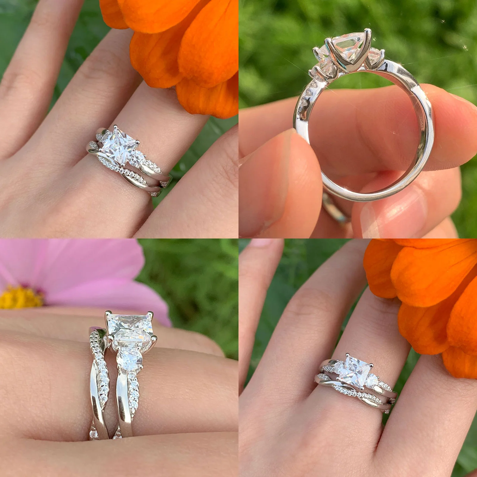 925 Sterling Silver Eternity Engagement Rings