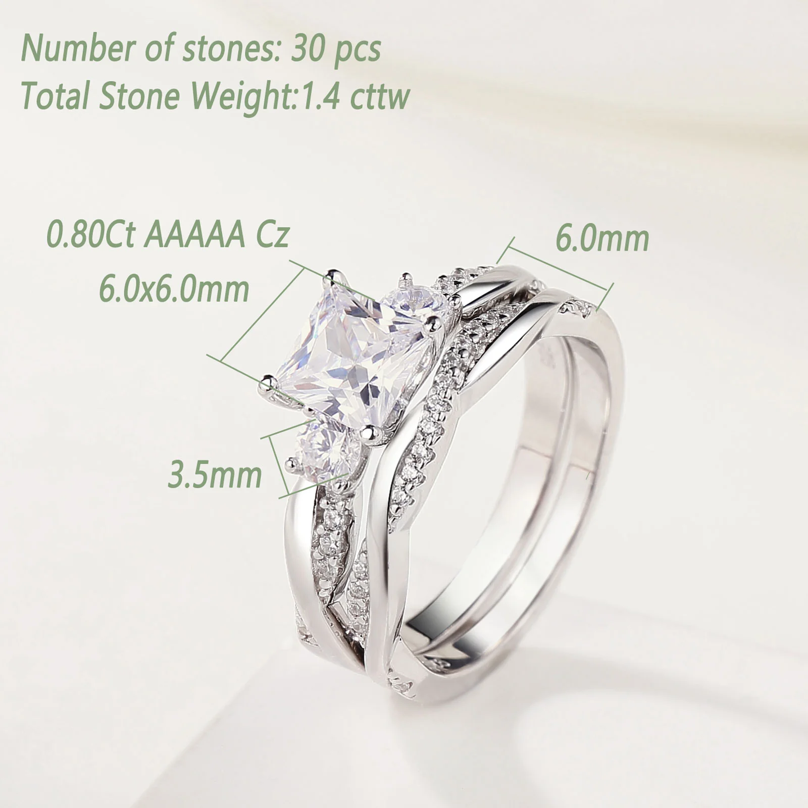 925 Sterling Silver Eternity Engagement Rings