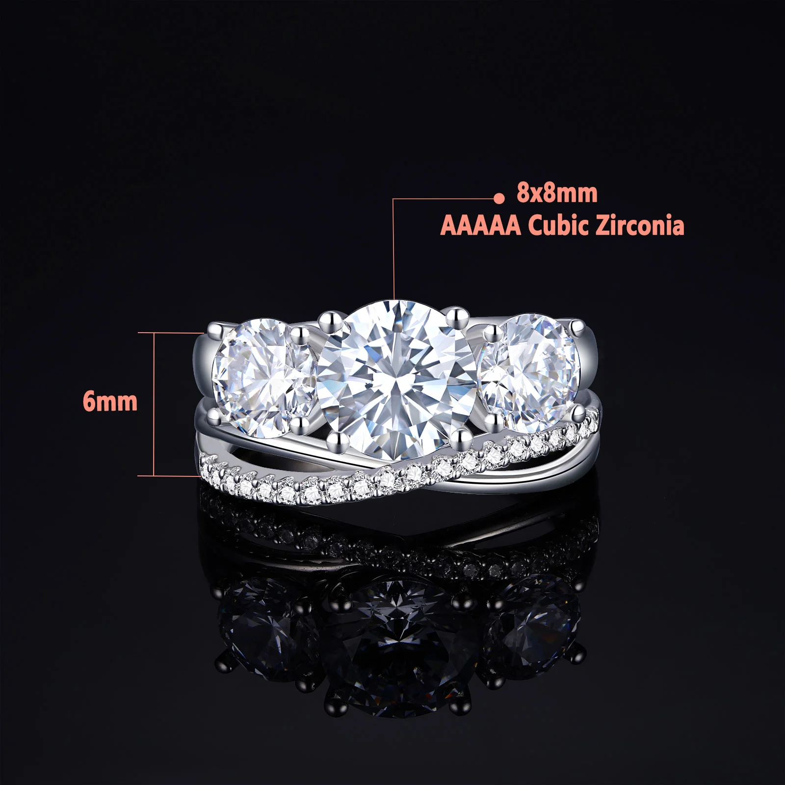 925 Sterling Silver Engagement Ring Set