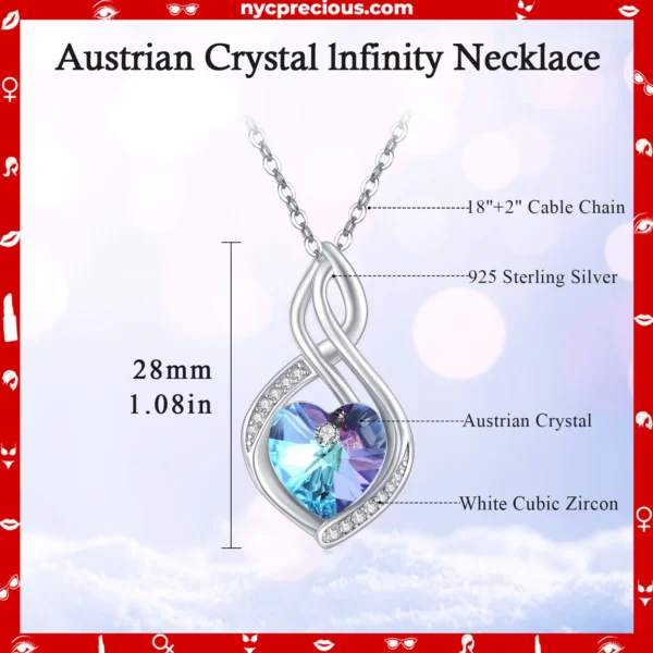 Sterling Silver Infinity Love Crystal Necklace