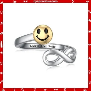 Sterling Silver Infinity Smile Face Ring