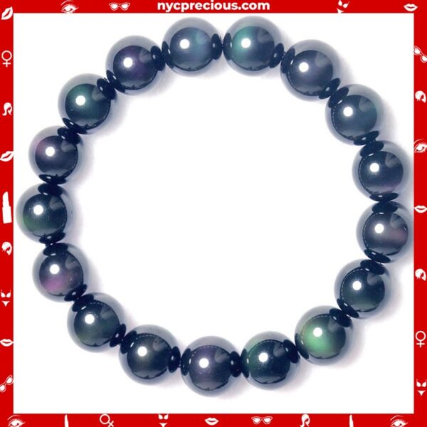 Rainbow Purple Green Eye Obsidian Bracelet