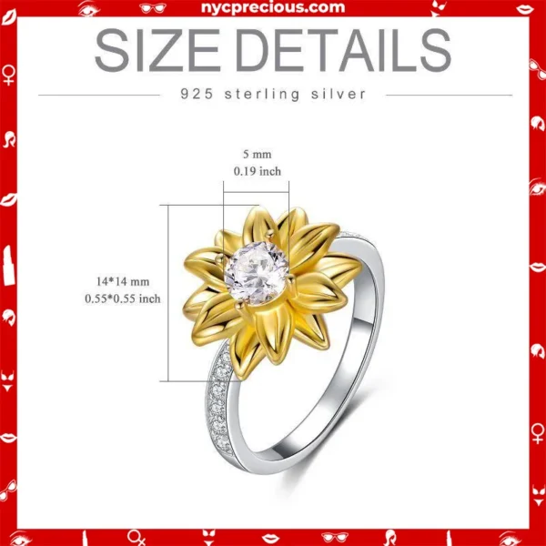 Sterling Silver Sunflower Ring