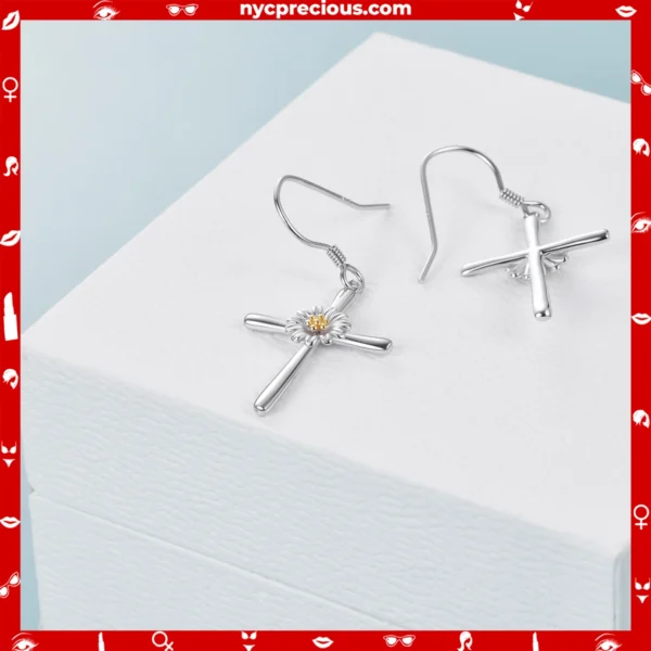 Sterling Silver Cross Earring