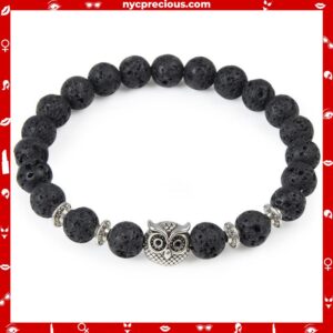 Natural Stone Owl Head Bracelet