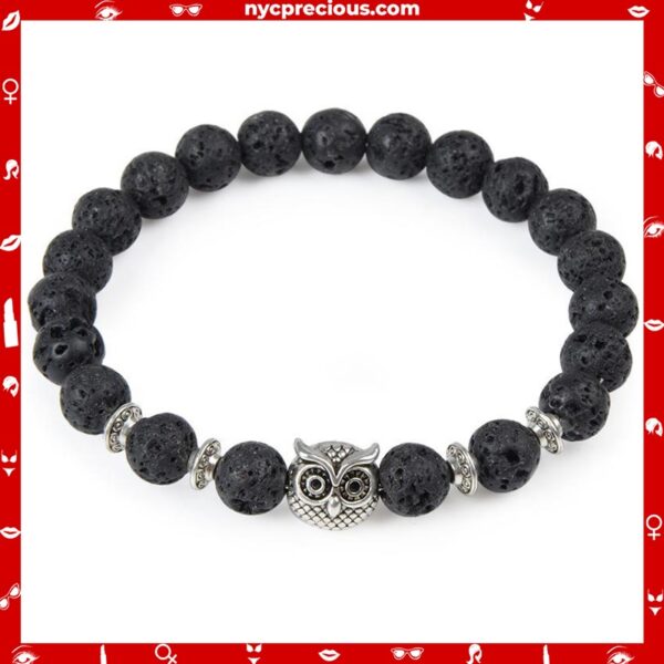 Natural Stone Owl Head Bracelet