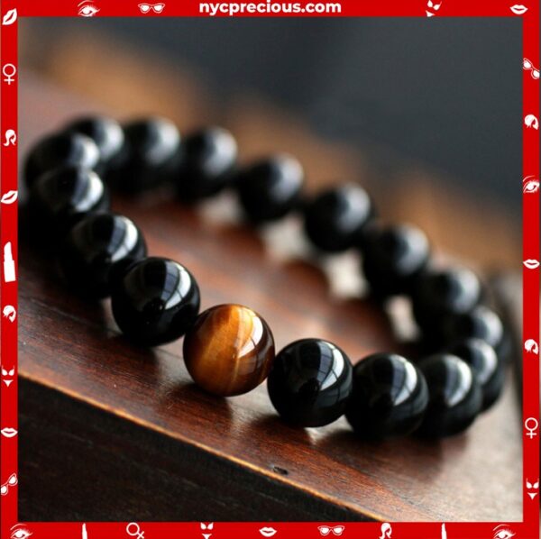 Natural Black Onyx Charm Bracelet