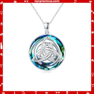 925 Sterling Silver Crystal Celtic Pendant Necklace