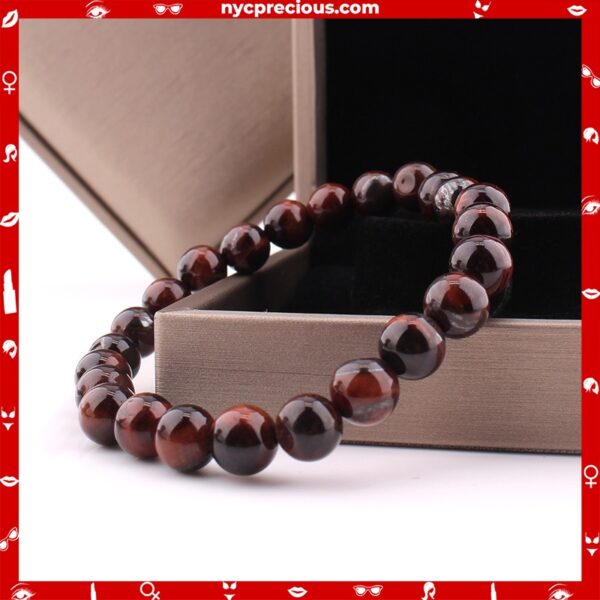 Vintage Style 8mm Red Tiger Eye Charm Bracelet