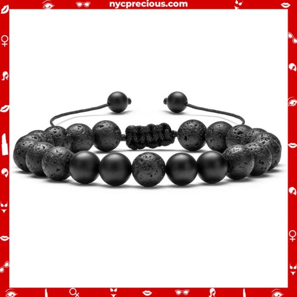 Matte Black Agate Beads Bracelet