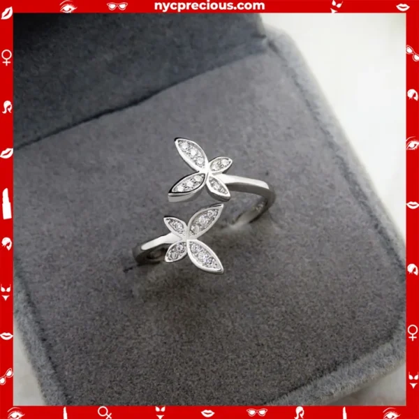 Sterling Silver Adjustable Butterfly Ring