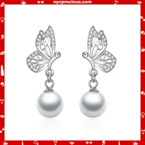 Sterling Silver Butterfly Pearl Earrings