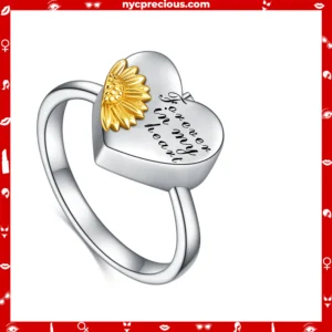 Sterling Silver Sunflower Heart Ring