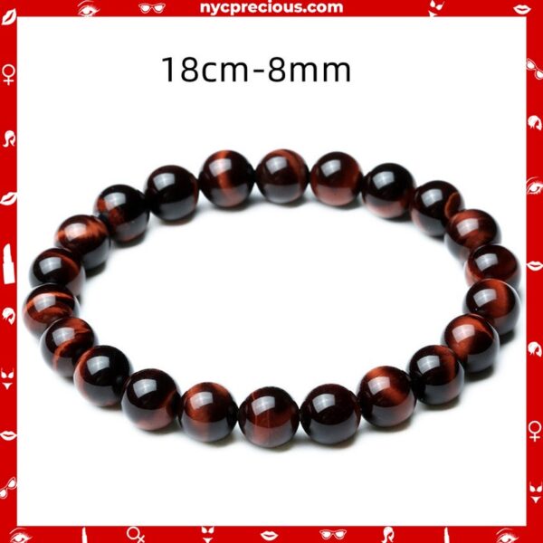 Vintage Style 8mm Red Tiger Eye Charm Bracelet