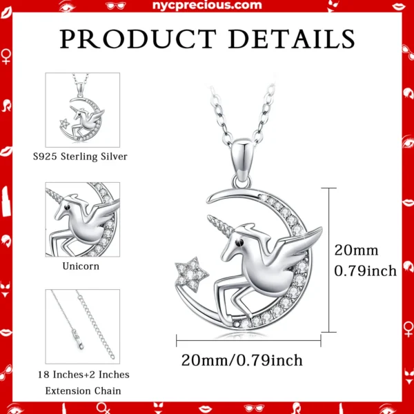 Sterling Silver Cubic Zircon Unicorn Necklace