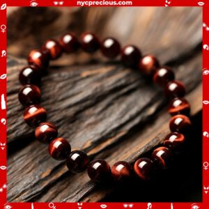 Vintage Style 8mm Red Tiger Eye Charm Bracelet