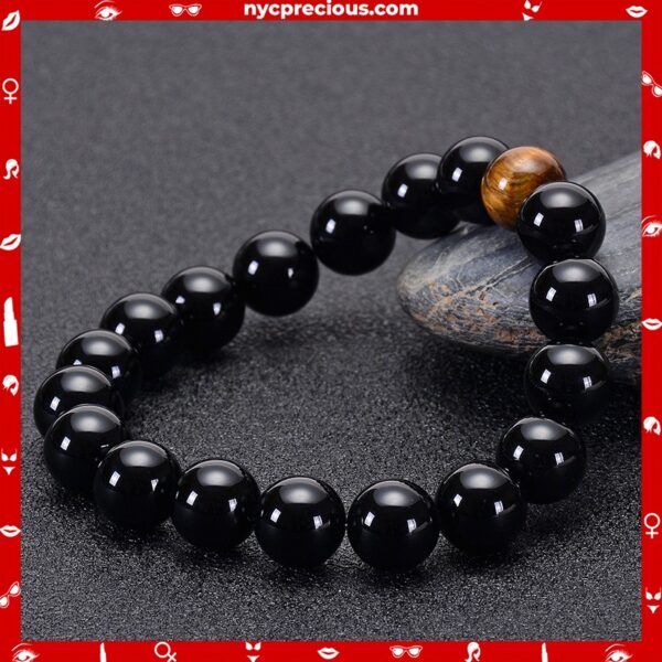 Natural Black Onyx Charm Bracelet