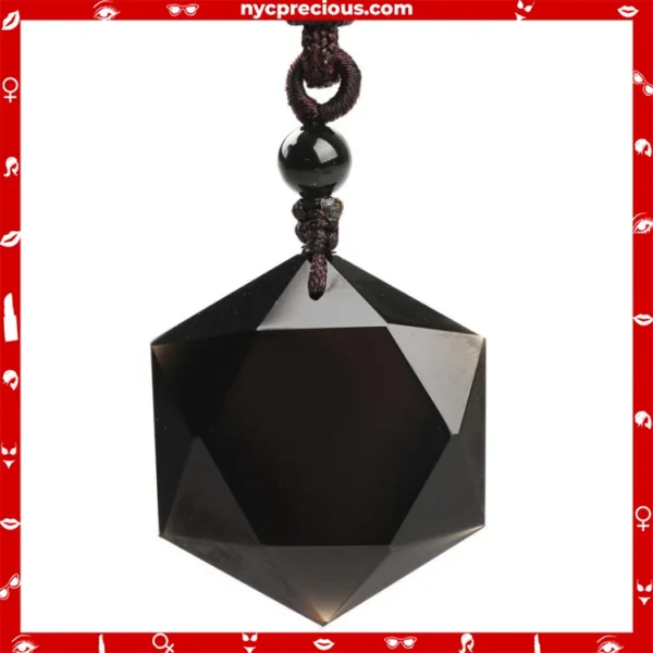 Obsidian Pendant Six-pointed Star Sweater Chain