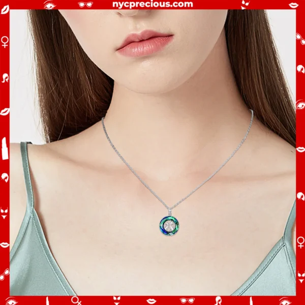 925 Sterling Silver Crystal Circle Cat Pendant Necklace