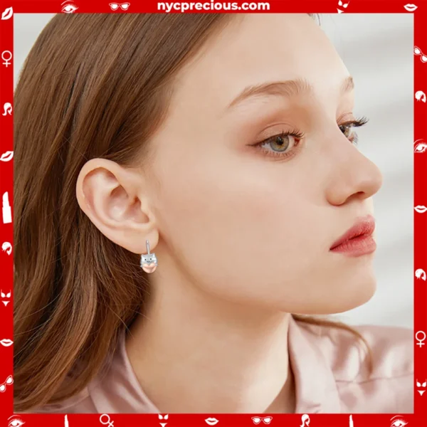 Pig Heart Hoop Earrings Rose Gold Plated