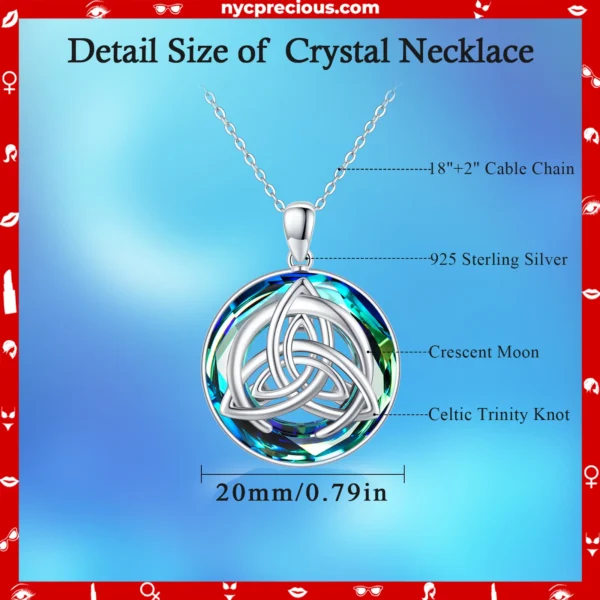 925 Sterling Silver Crystal Celtic Pendant Necklace