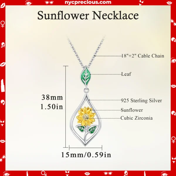 Sterling Silver Sunflower Pendant Necklace