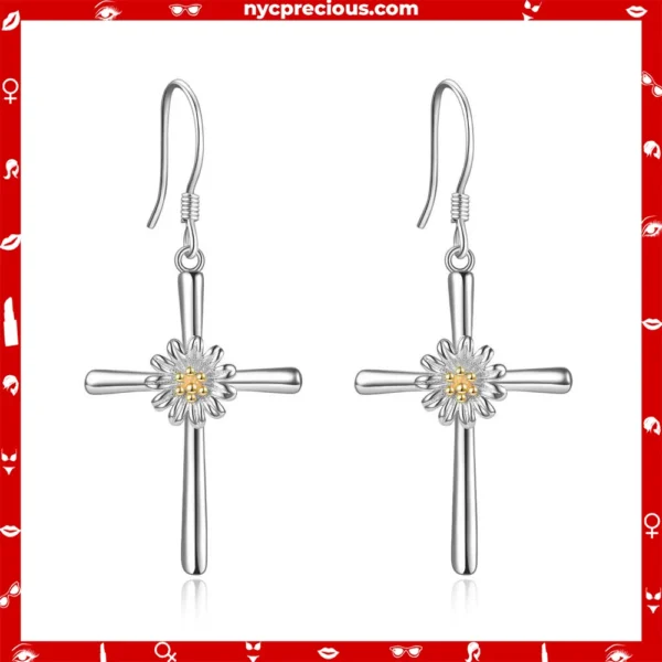 Sterling Silver Cross Earring