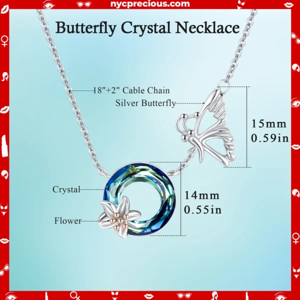 Sterling Silver Crystal Butterfly Pendant Necklace