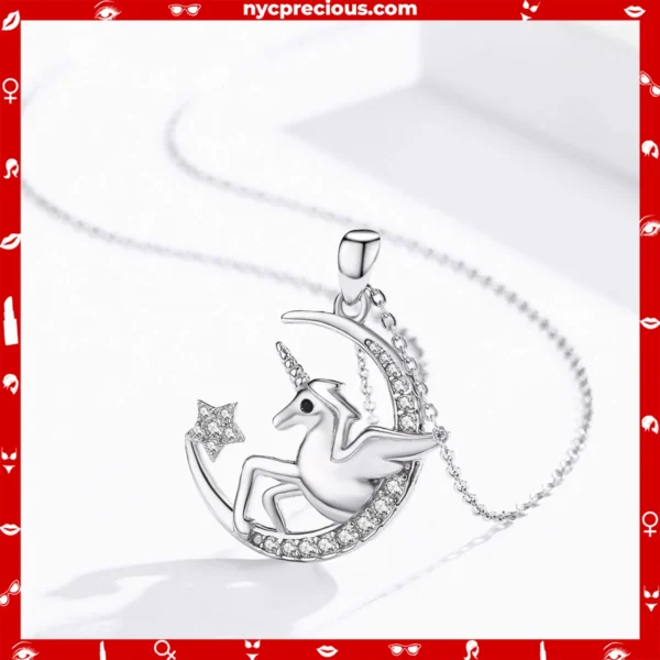 Sterling Silver Cubic Zircon Unicorn Necklace