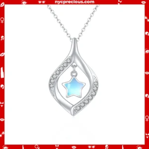 Teardrop Star Pendant Necklace with Cubic Zircon In Sterling Silver