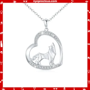 925 Sterling Silver Howling Wolf Pendant Necklace