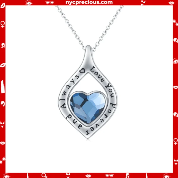 Sterling Silver Love Heart Crystal Pendant Necklace