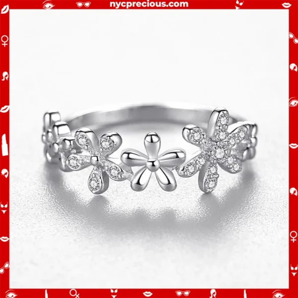 Sterling Silver Daisy Flower Ring