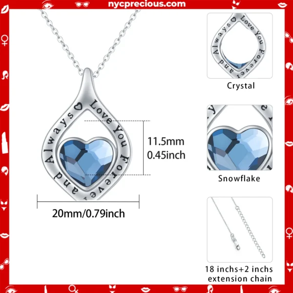 Sterling Silver Love Heart Crystal Pendant Necklace