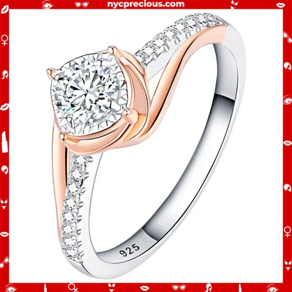 Rose White Gold 925 Sterling Silver Wedding Rings